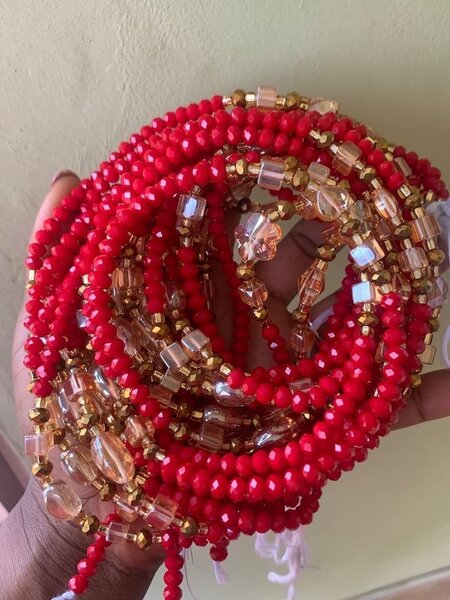 Red crystal beads