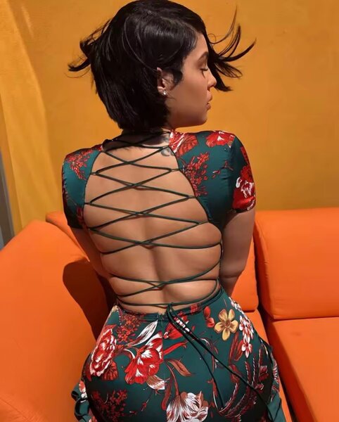 Robe Imprimée Dos Nu Floral