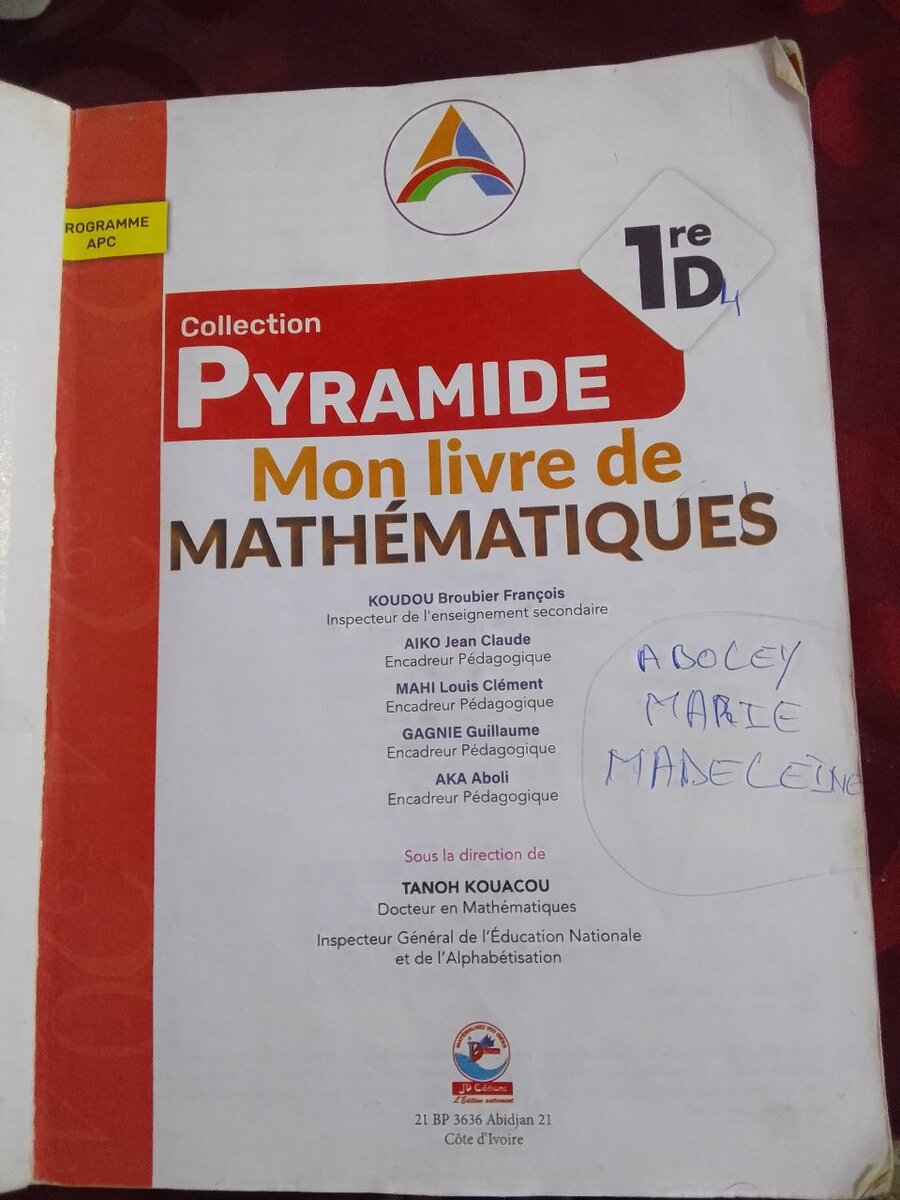 Livre de Mathématiques 1ère D