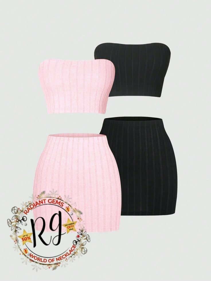 Lot de Deux Ensembles Top et Jupe