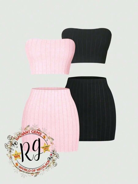 Lot de Deux Ensembles Top et Jupe