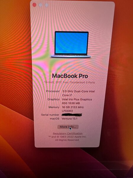 MacBook pro 2017.13inch for sale