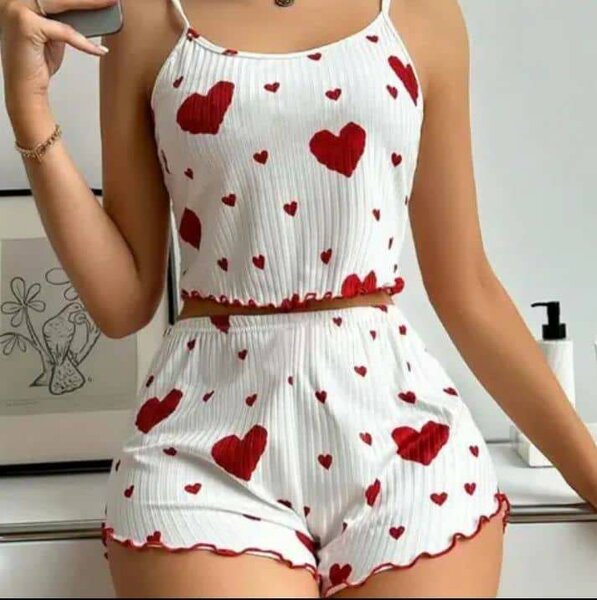 Pyjama d'été à motifs cœur