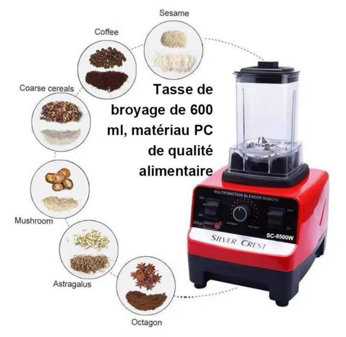Mixeur Broyeur Silver Crest 8500W
