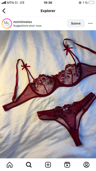 Ensemble lingerie dentelle rouge