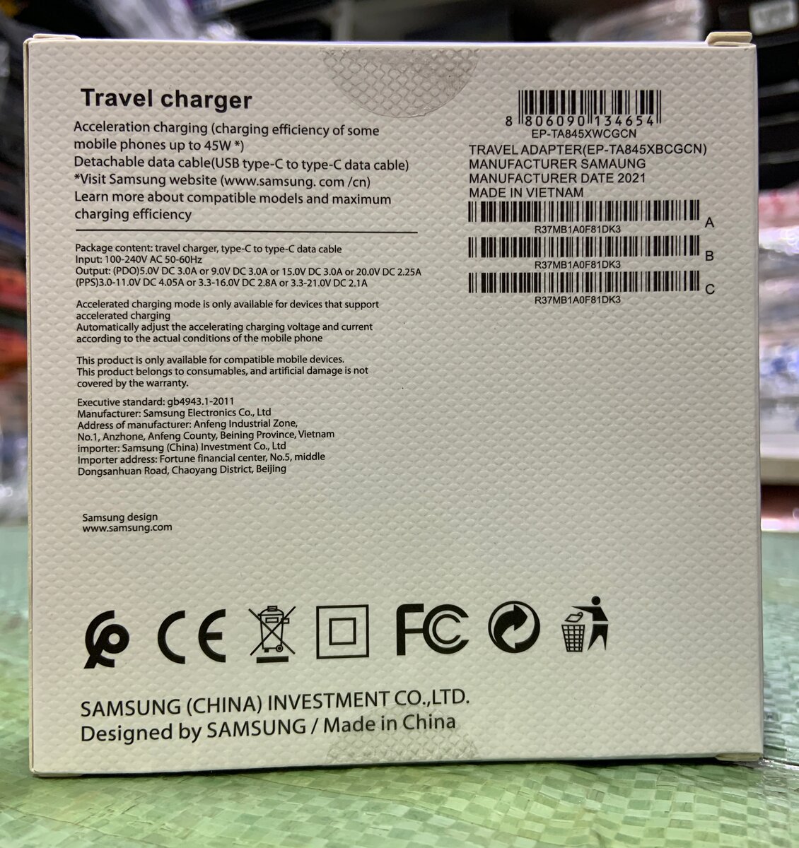 Chargeur Samsung original 45W