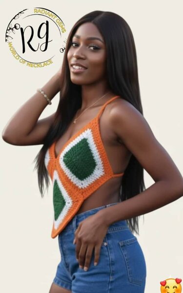 Top crochet coloré féminin