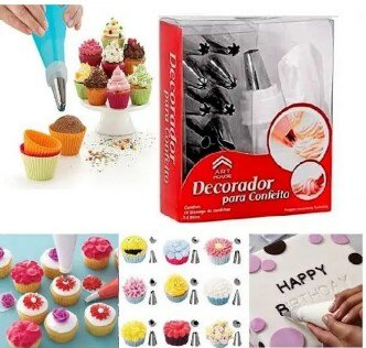 Pack of 12 and 15 Cake Decoration Nozzles in steel body