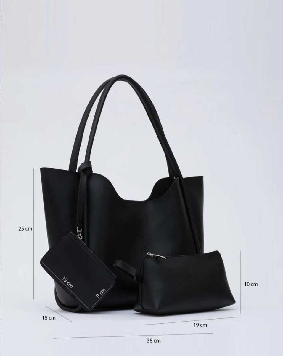 Stylish Black Tote Bag Set