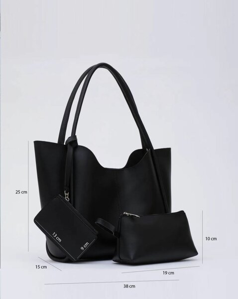 Stylish Black Tote Bag Set