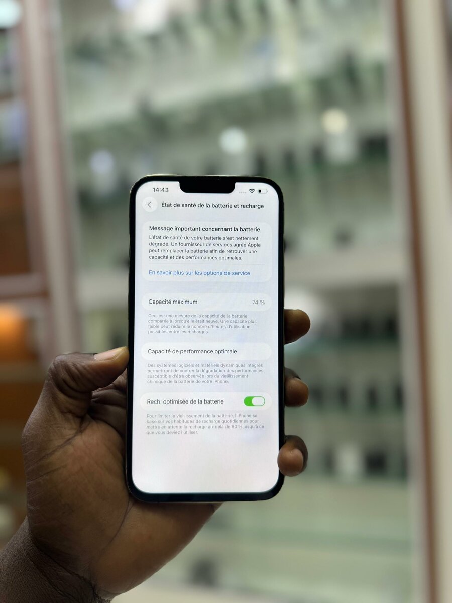 13 pro max 128Go  Message écra