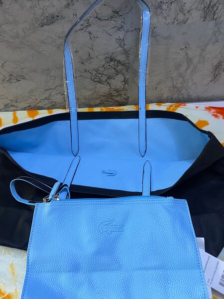 Sac cabas en cuir bleu