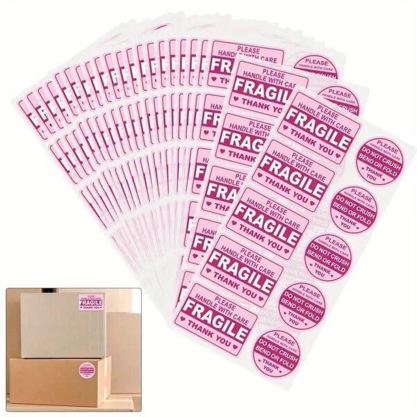 Pink Fragile Stickers