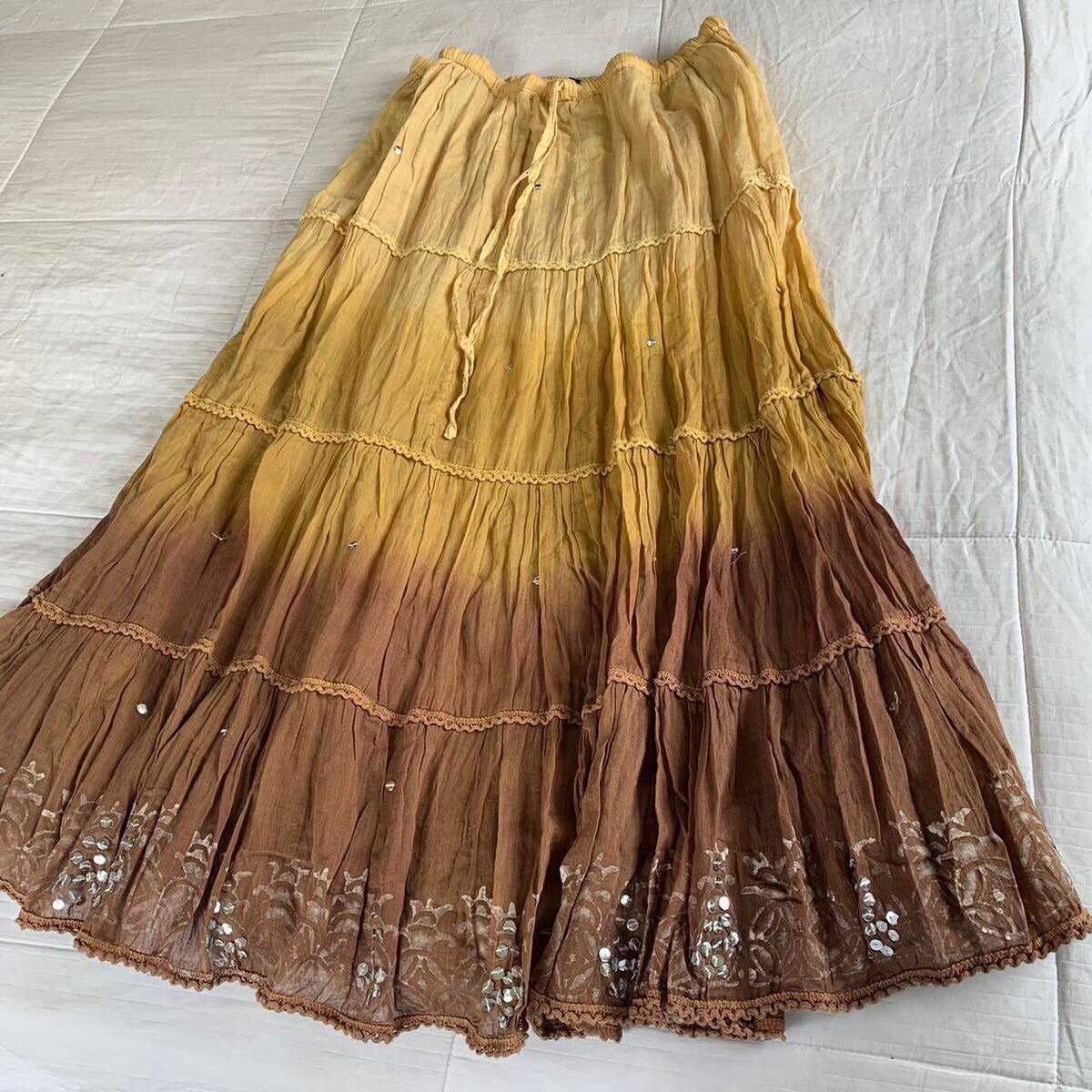 Vintage y2k brown onbre grunge fairy tiered skirt