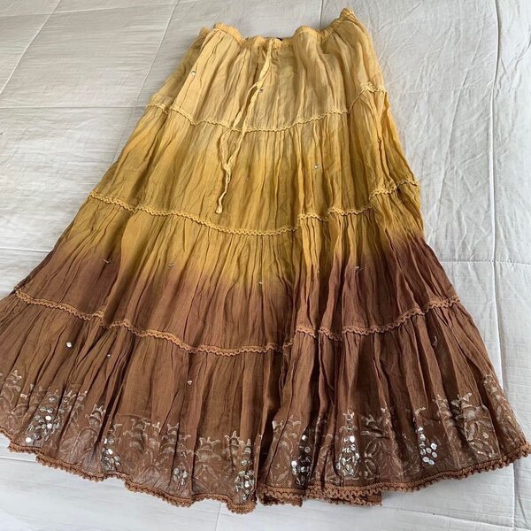 Vintage y2k brown onbre grunge fairy tiered skirt