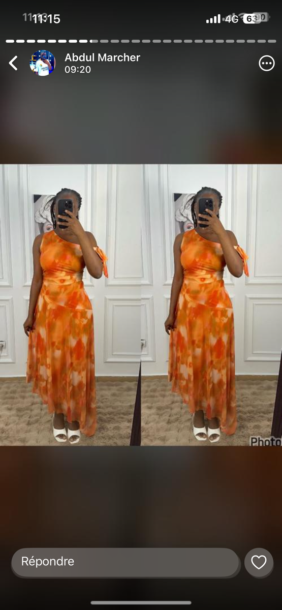 Robe asymétrique orange vif