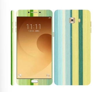 Samsung Galaxy C9 Pro Green Stripped Wooden Texture Mobile Skin