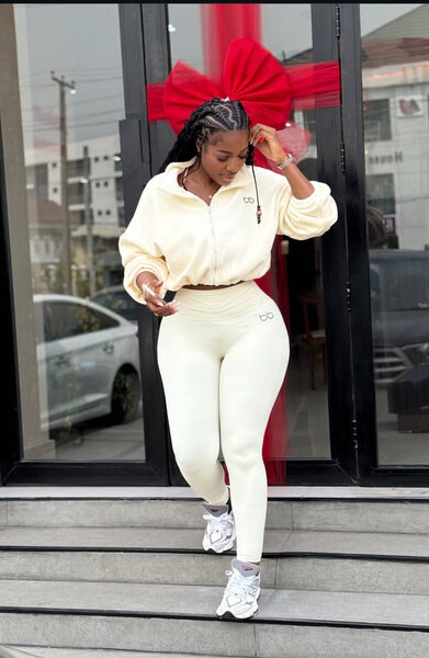 Women's Cream Tracksuit Set