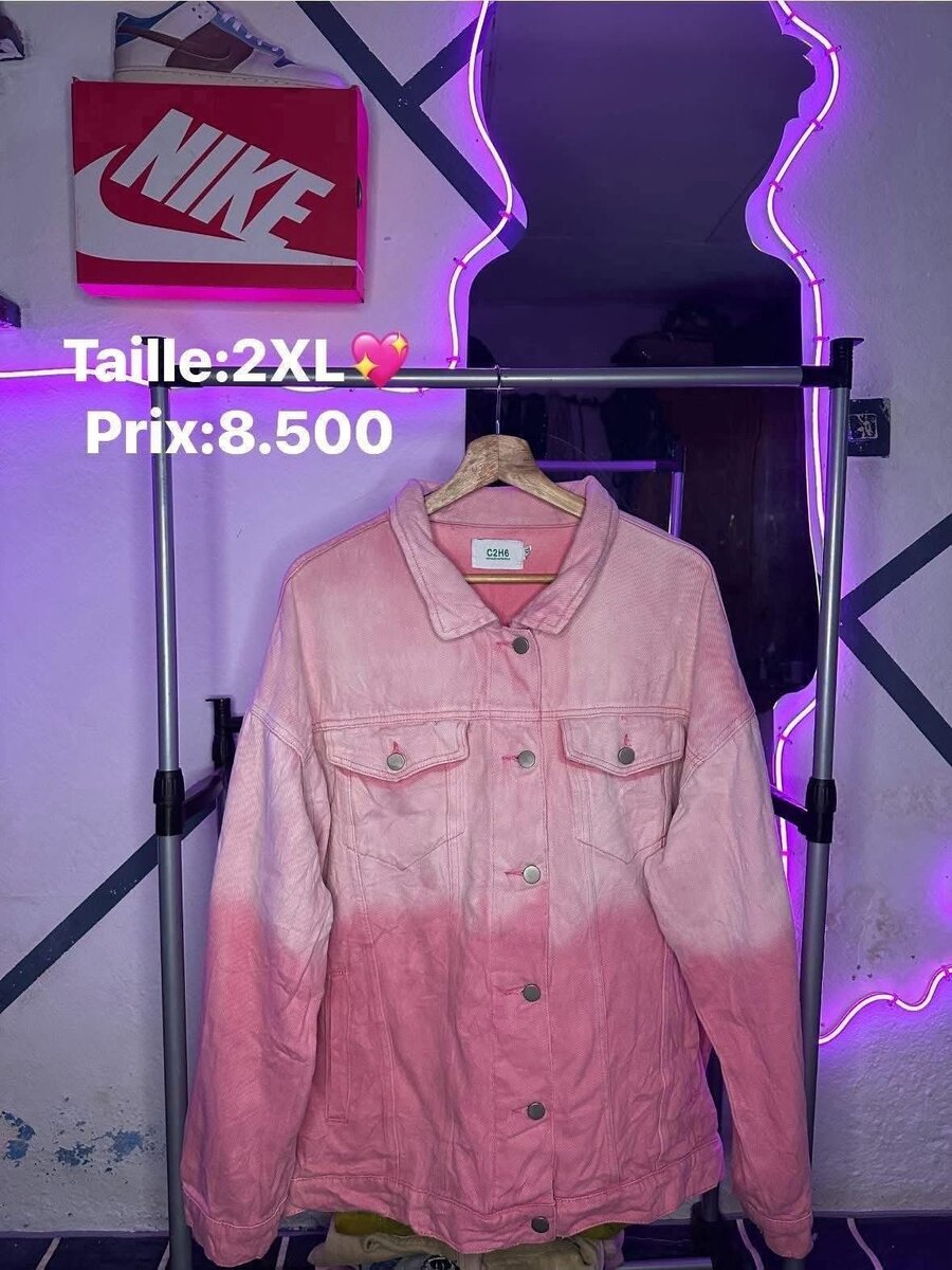 Veste en jean rose dégradé 2XL