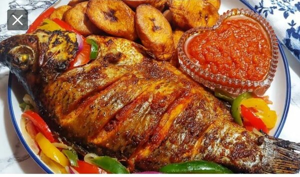 Poulet, poisson, grillé