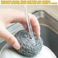 3 PCS Stainless Steel Sponges Scrubbers 4" Cleaning Ball Metal Scrubber For Pot Pan Dish Wash Cleaning