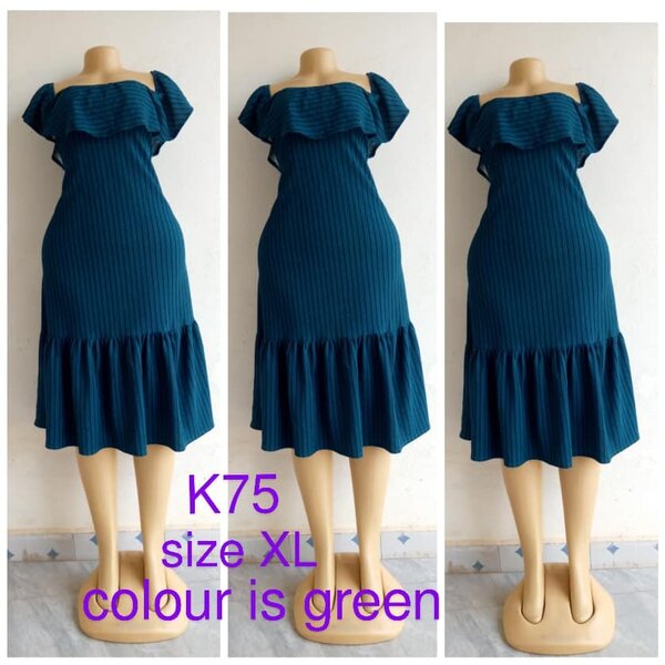 Dress dark green striped, size XL