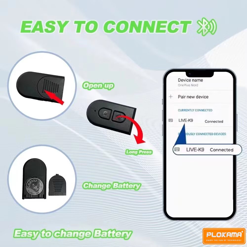 PLOKAMA K9 Bluetooth Selfie Stick & Tripod - 3-in-1 (1.7M He