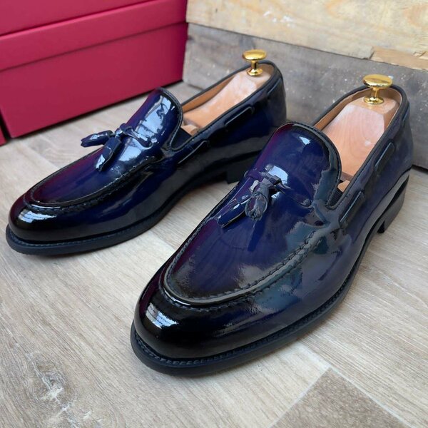 Mocassins en cuir verni homme