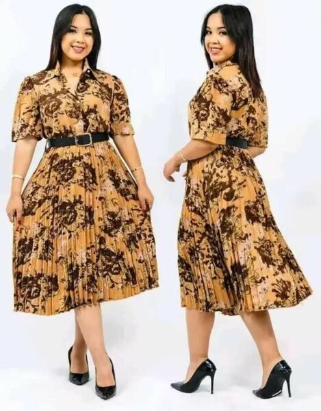 Robe vintage plissée imprimée