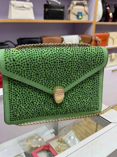 Stoned cross body bag with chain straps