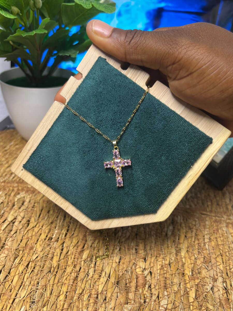 Collier Croix Doré Strass