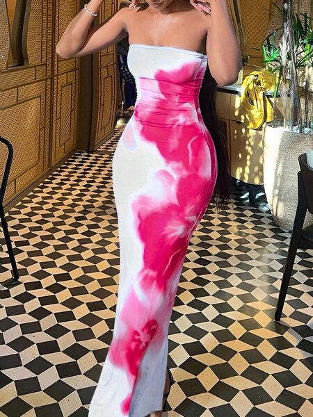 Robe longue moulante colorée