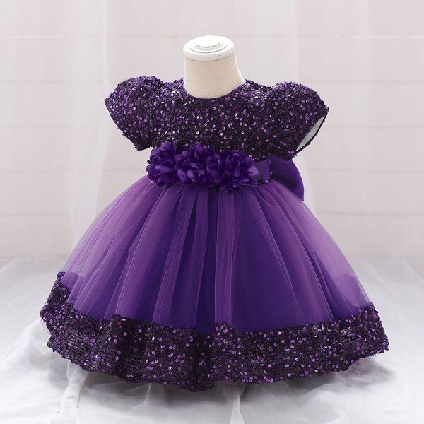 Purple Sequin Flower Dress