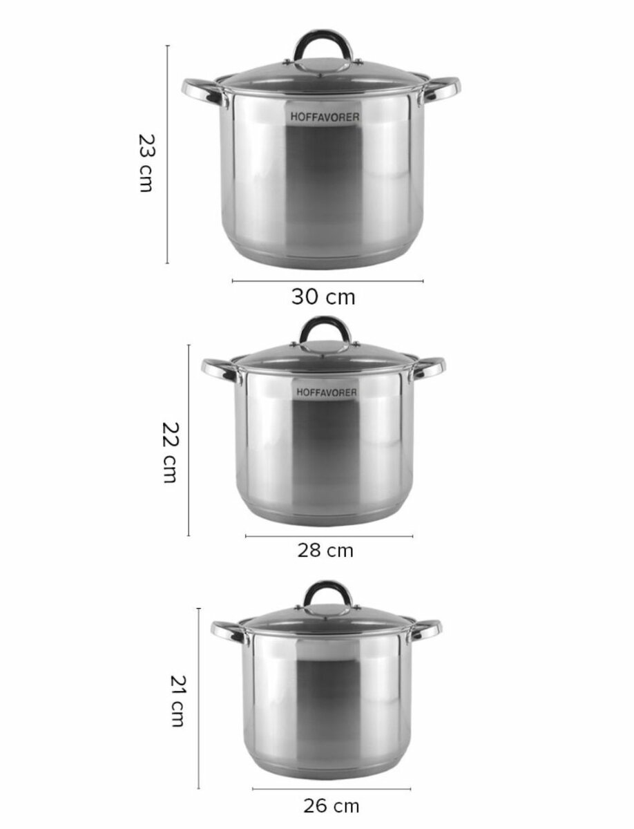 6 PCS 26/28/30CM STAINLESS STEEL CASSEROLE SETS WITH 3 GLASS