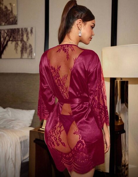Nuisette dentelle bordeaux sexy