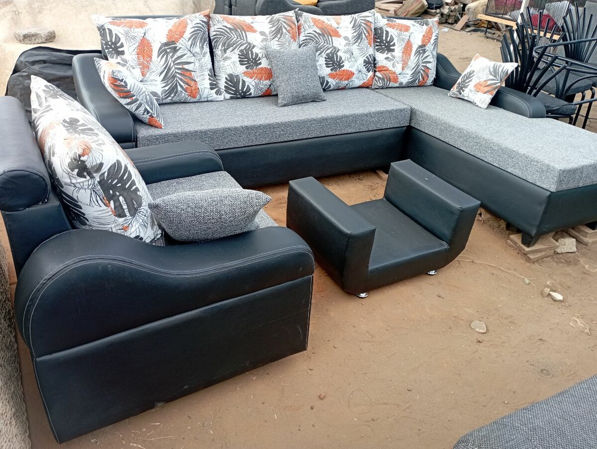 Salon rembourrer semi cuir