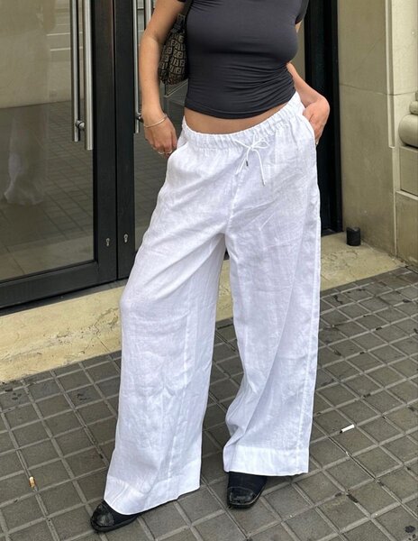 Pantalon large blanc femme