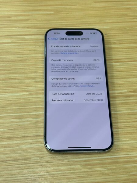 iphone 15 pro 256Go message éc