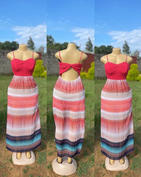 Women's long sundress with print, size M