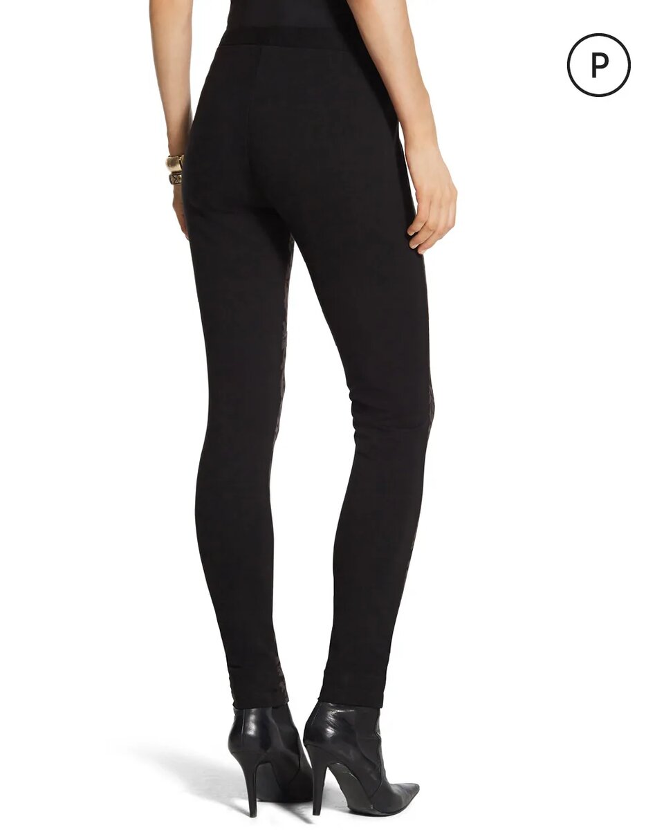 CHICO'S Regal Damask Pieced Ponte Thick Fabric Leggings