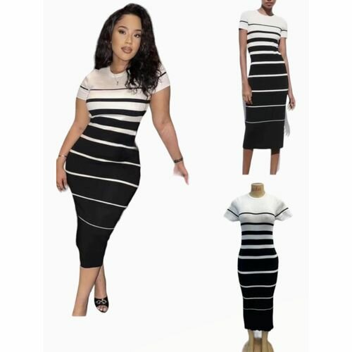 Robe Rayée Élégante Femme