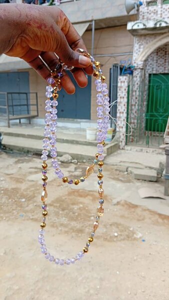 Collier baya lilas doré
