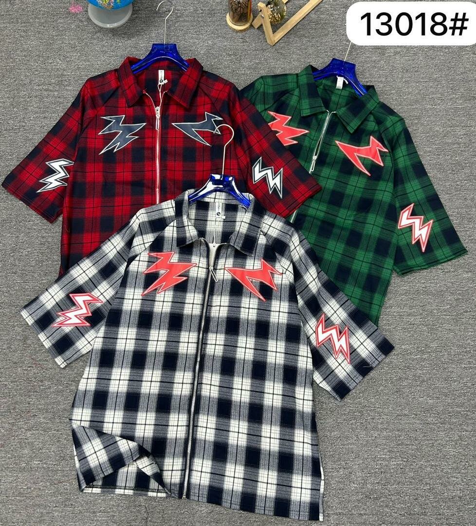 T-shirts col à motifs plaid