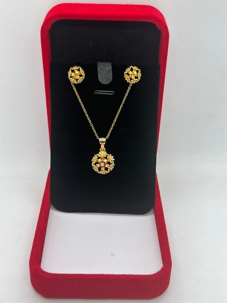 Ensemble Collier et Boucles d'Oreilles Dorées