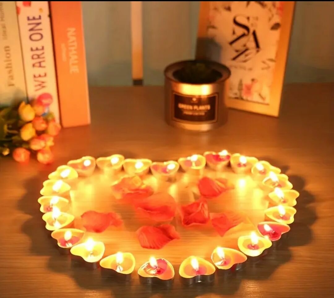 Bougies en forme de cœur - 12 pcs