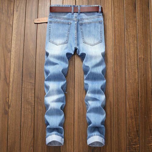 Fashion (305 Nostalgia)Fall New Men's Wear Ripped Straight F