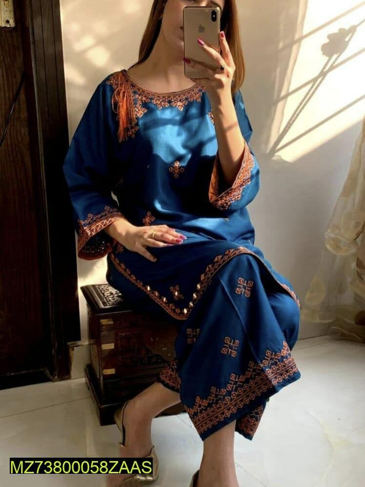 2pc stitched linen suit