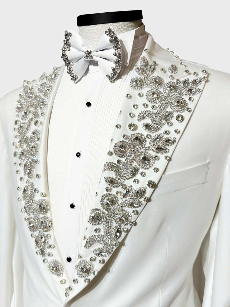 Cream white tuxedo with Judo waist rope