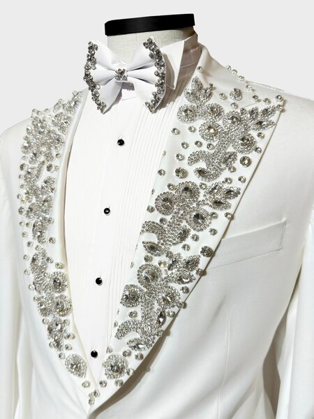 Cream white tuxedo with Judo waist rope