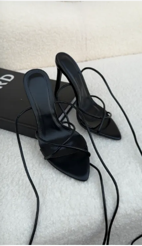 Abby Black tie up heels